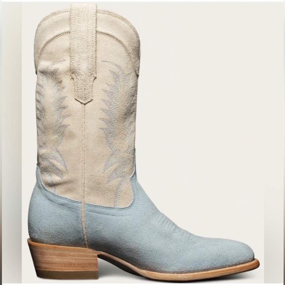 Tecovas Cream and Blue Women's Cowboy Boots